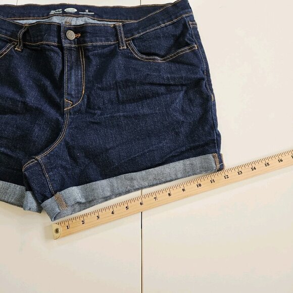 Old Navy Shorts Women 16 Navy Blue Cotton Roll Hem Stretch Beach Hippie Cottage - Picture 10 of 15